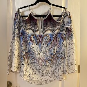 White House Black Market long flutter sleeve top size 10
